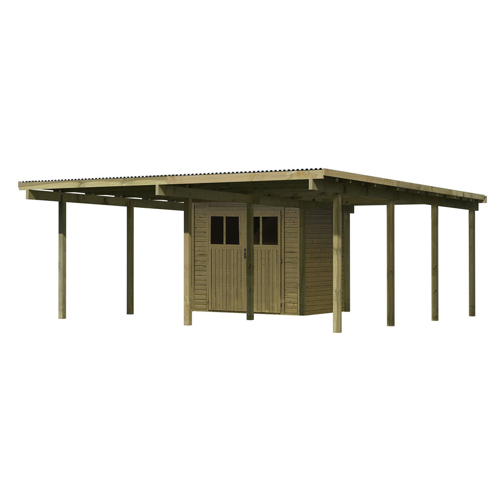 Karibu ECO Doppelcarport 2 inkl. Abstellraum 1