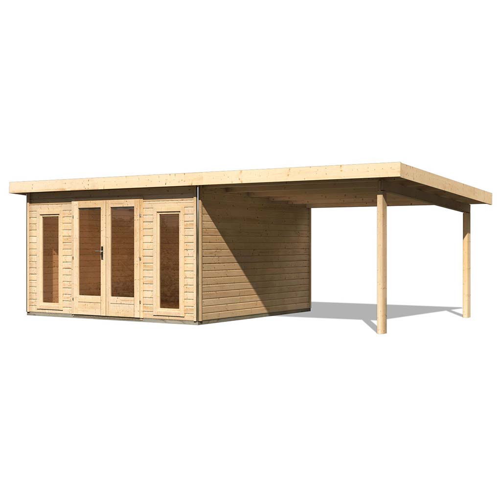 Karibu Pultdach Gartenhaus Radeburg 3 inkl. 3 m Anbaudach