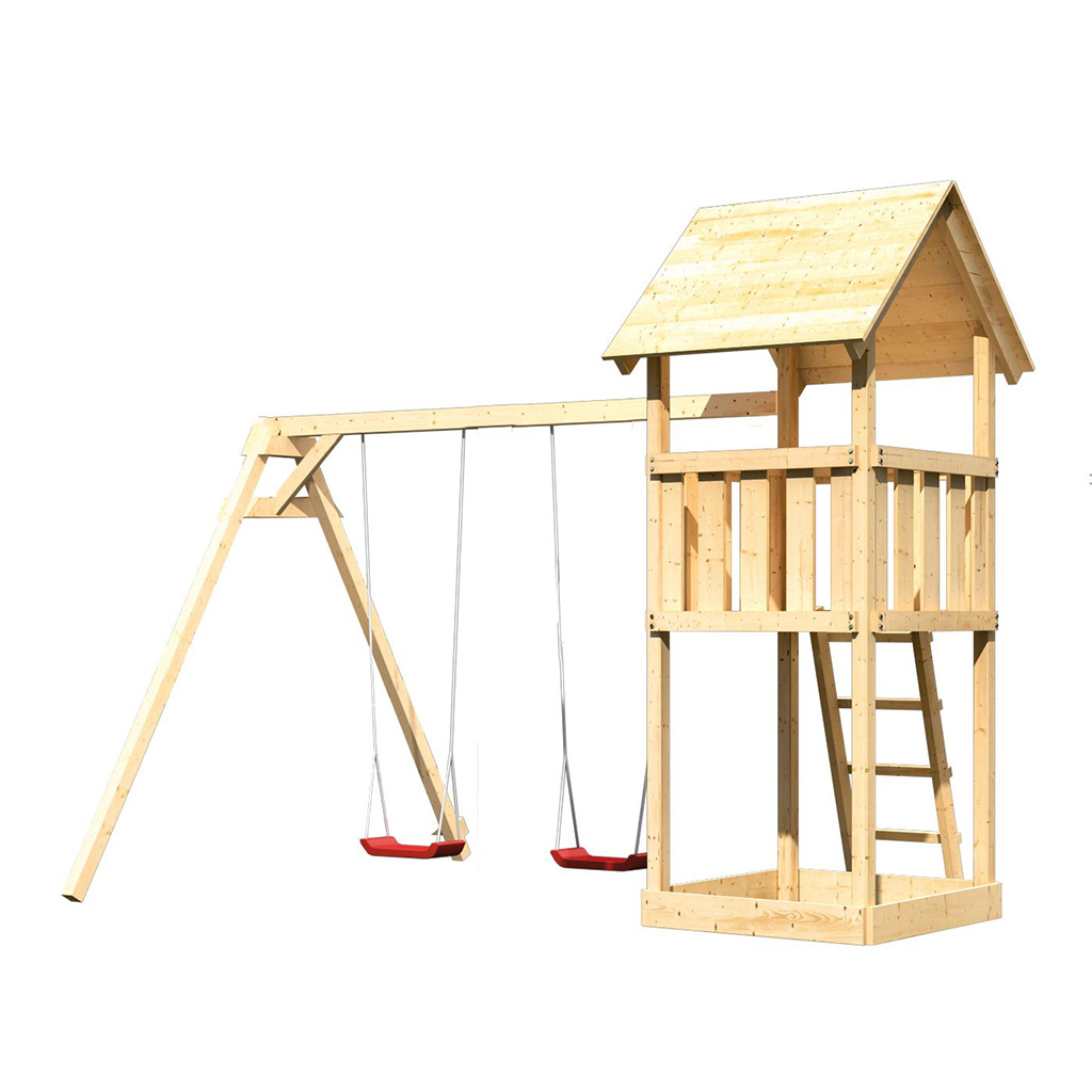 Karibu Spielturm Lotti mit Schaukelanbau