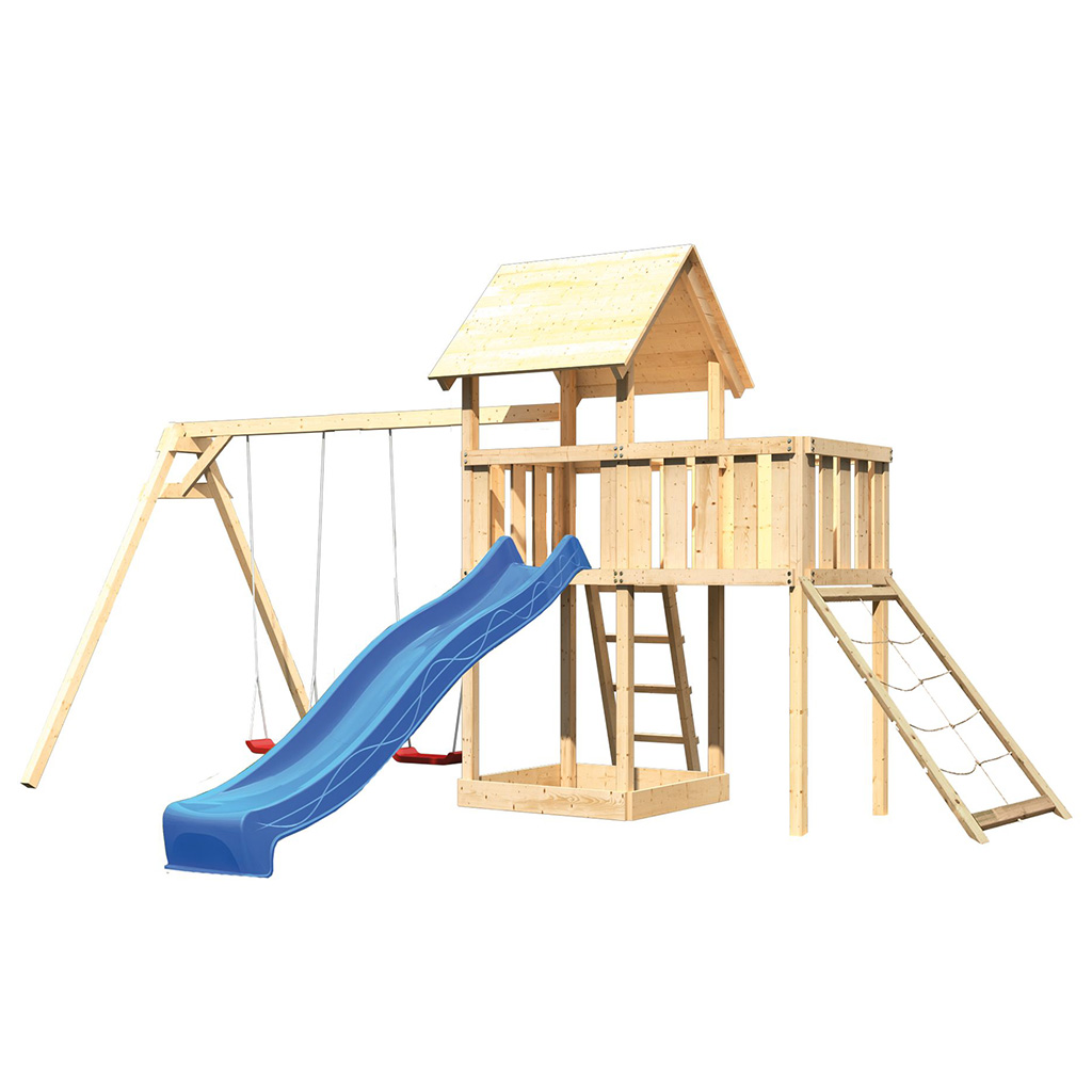 Karibu Spielturm Lotti mit Rutsche und Anbauten