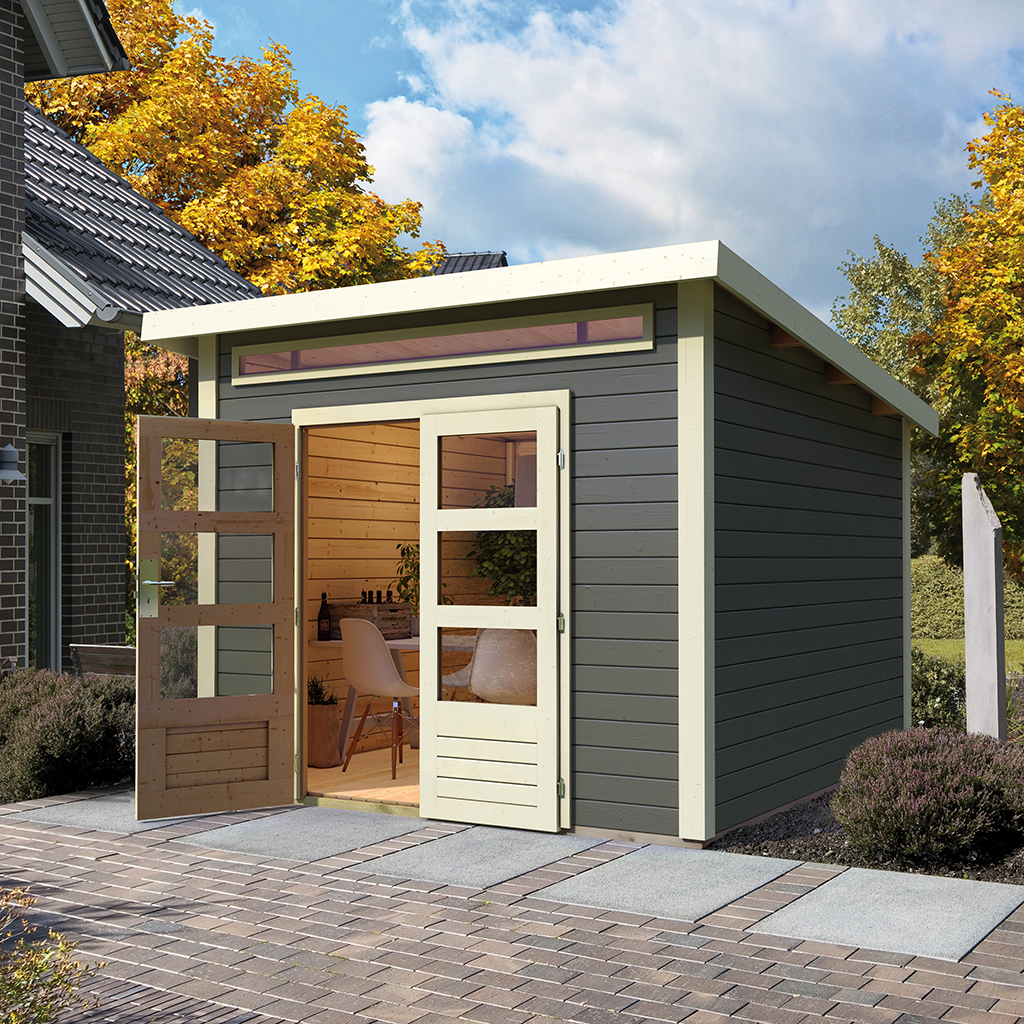 Karibu 28 mm Gartenhaus Kandern 6 terragrau