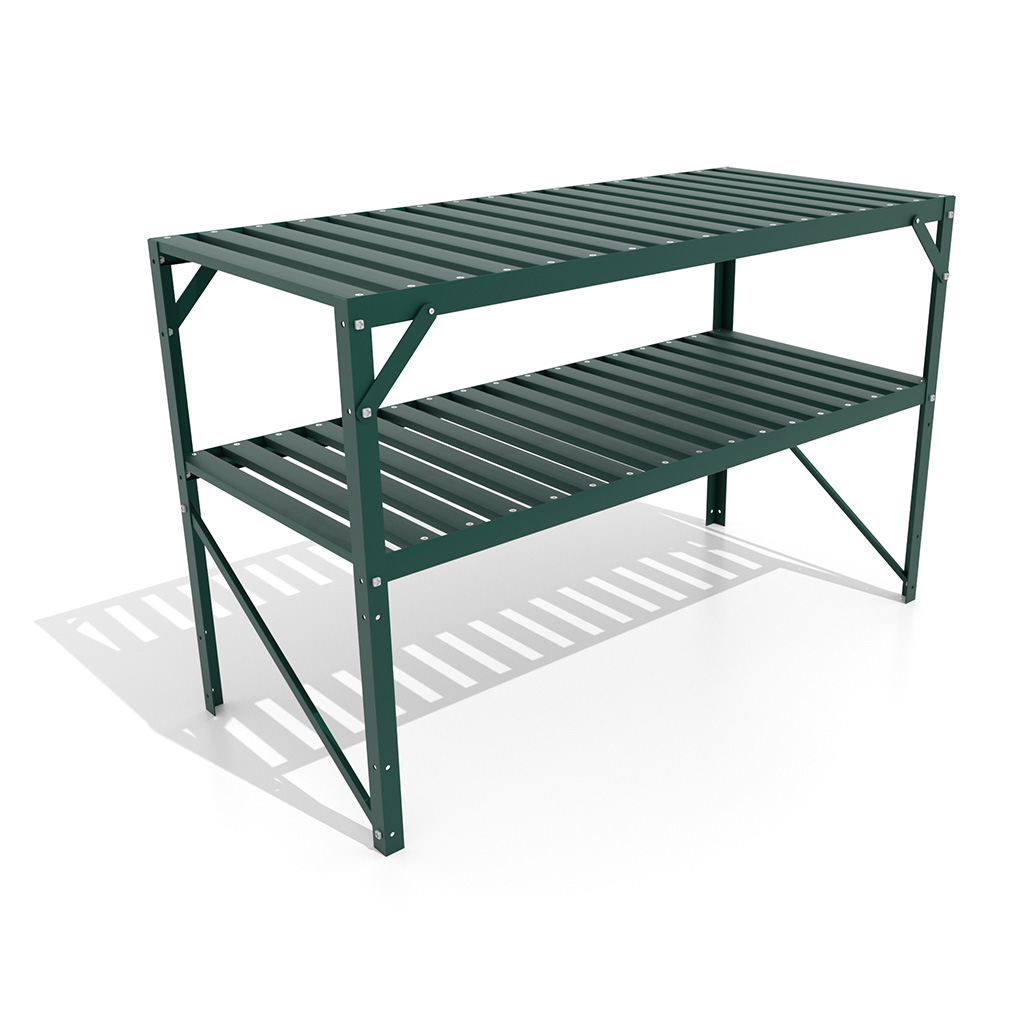 Vitavia Aluminium Tisch für Gewächshäuser 2 Ablagen dunkelgrün
