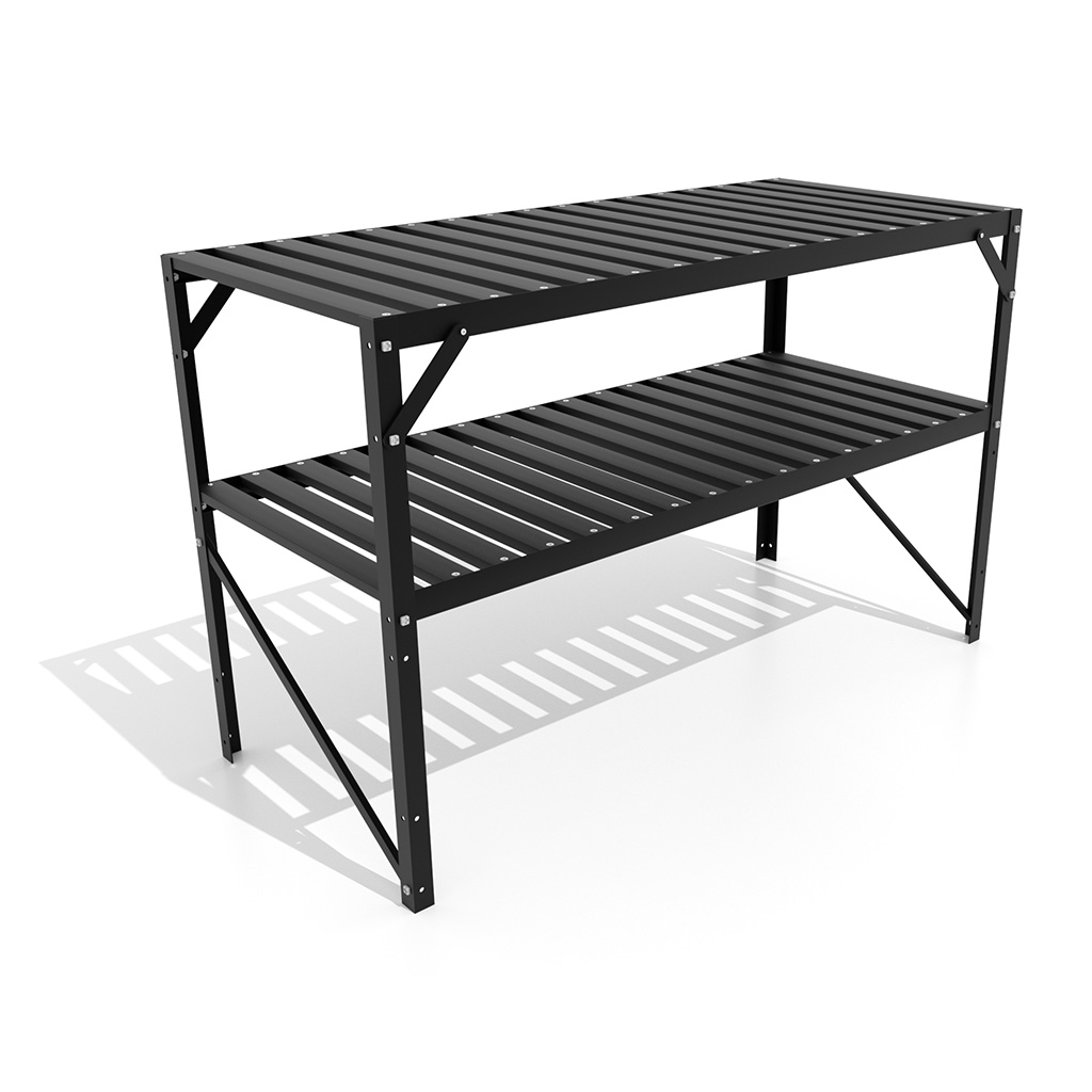 Vitavia Aluminium Tisch für Gewächshäuser 2 Ablagen schwarz