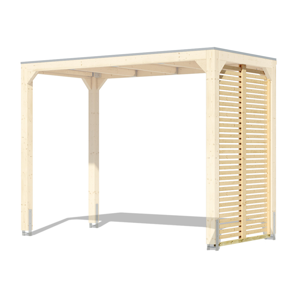 Karibu Pavillon Cubus Lamellenwand halbe Breite