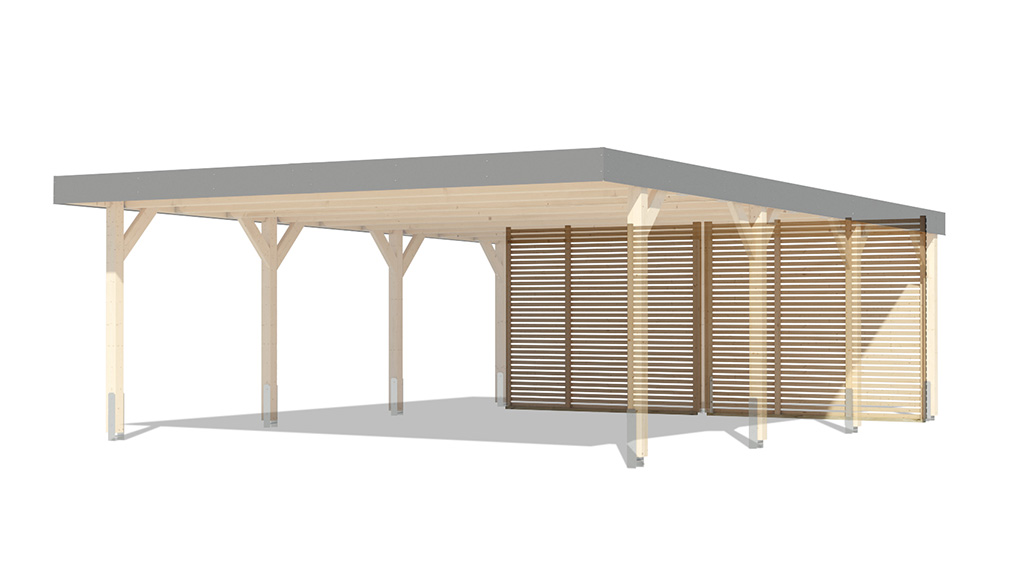 Lamellen Rückwand für Doppel Leimholz Carport