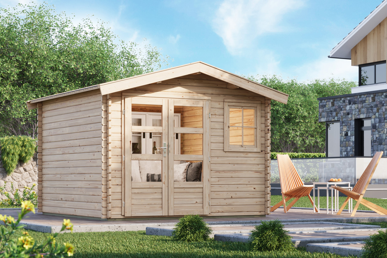 Karibu 38 mm Blockbohlen Gartenhaus Felsenau 3