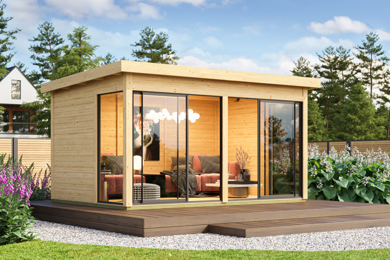 Karibu 38 mm Gartenhaus Dice 5 naturbelassen 427 x 308 cm