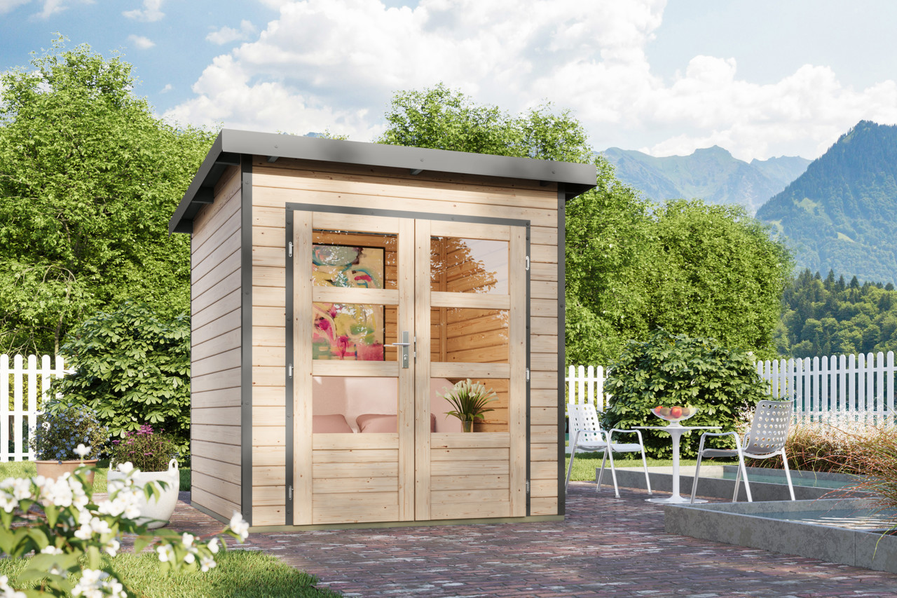 Karibu 28 mm Hybrid Gartenhaus Pluto 1
